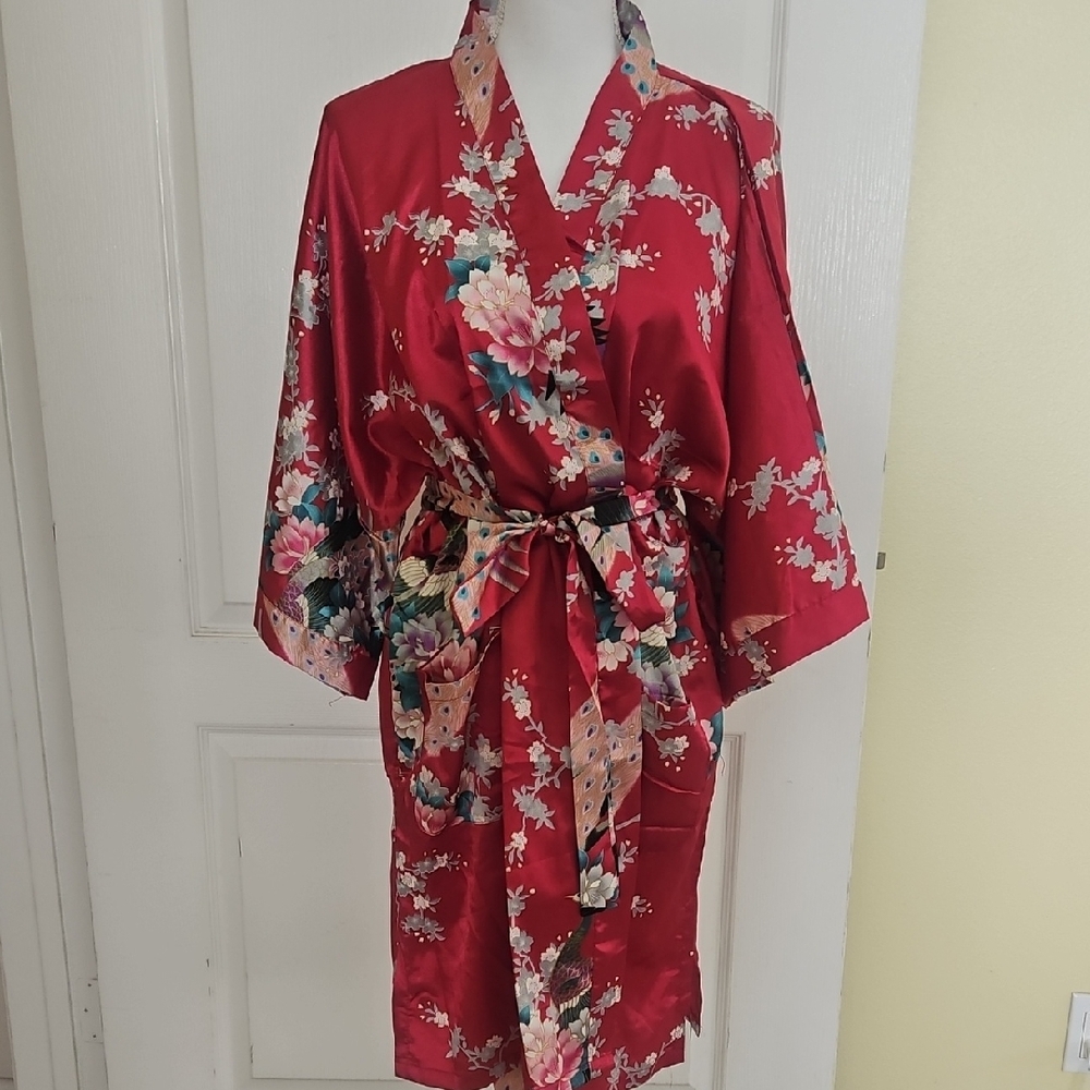 Floral Red Kimono Robe